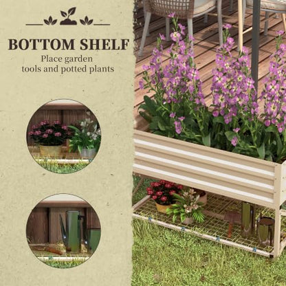 Outsunny Raised Garden Bed with Galvanized Steel Frame, Cream - color: Cream White