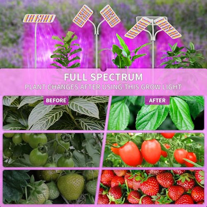 KINGPLUS 48W Grow Light for Indoor Plants with Stand, Tri-Head Plant Light - size: Three-Heads