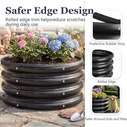 Round Raised Garden Bed, 3 Pack, 2 x 2 x 1 Ft, Black - color: Jett Black