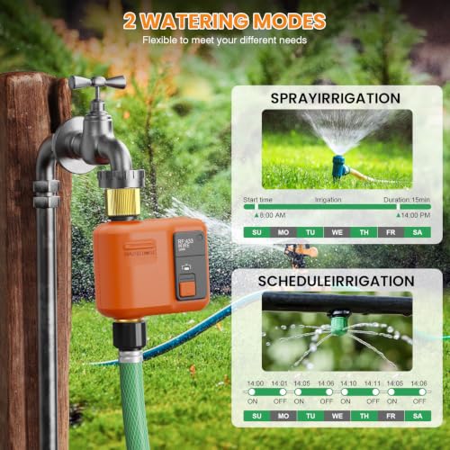 WiFi Water Timer for Garden Hose, Smart Sprinkler Timer with 984ft Long Range, Strong Wall Penetration, APP & Remote Control, Voice Control, Rain Delay, Manual Mode, Watering System - size: 1 Outlet- Brass