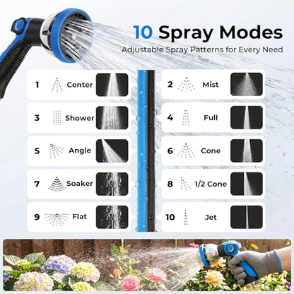 Retractable Garden Hose Reel, 1/2" x 131FT Heavy Duty Automatic Retractable Hose Reel Wall Mount, with 10- Function Sprayer Nozzle, Any Length Lock/Auto Rewind/180°Swivel - size: 130 Ft