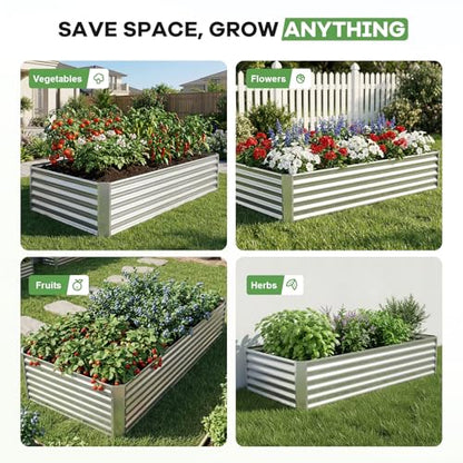 Galvanized Raised Garden Bed Kits, 8x4x1.4ft Planter Box Silver - color: Silver, size: 8x4x1.4ft (1pcs)