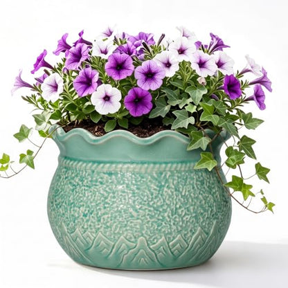 Ceramic Planter 12 Inch, Ceramic Plant Pot, Crack Lake Green - color: Crack Lake Green, size: 12 Inch