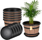 Whiskey Barrel Planters 12 Inch, 5 Pack Plastic Pots with Wood Design - size: 12inch