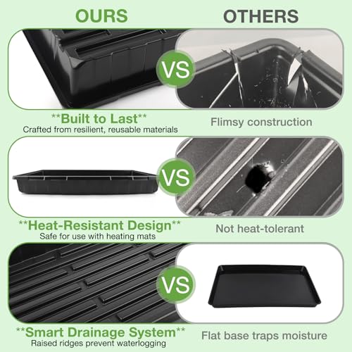 10 Pack 1020 Seed Starting Trays, Microgreens Growing Kit - size: 20in-10P with 12 Mats