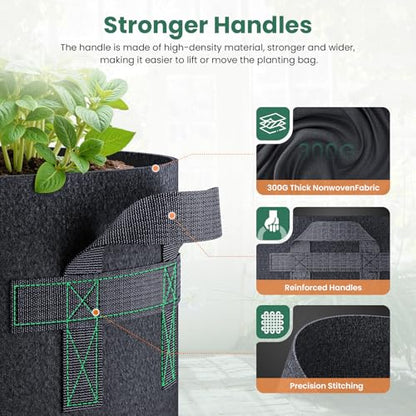 Jorvila 5-Pack 15 Gallon Grow Bags - color: Black, size: 15 Gallon