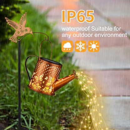 Butterfly Solar Watering Can Lantern Waterproof Garden Decor - size: Butterfly