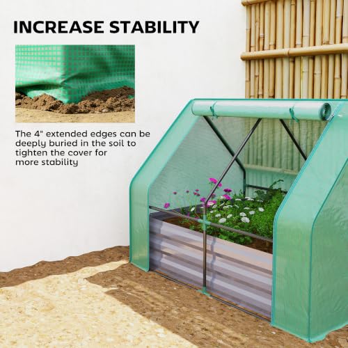 Outsunny 4 x 3ft Metal Planter Box with Mini Greenhouse, Green/Dark Gray - color: Green and Dark Gray