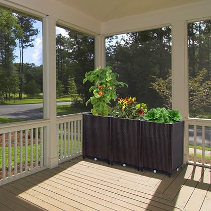 D'vine Dev Raised Garden Planter Box with Drainage Plug, 3-Pack, RGB-D-3