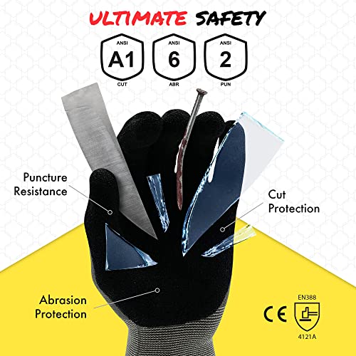 Quest Cut Resistant Work Gloves, ANSI A1, Medium, Pack of 3 - size: Medium