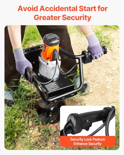 VEVOR Electric Post Hole Digger 1500W 140 RPM with 5.71 in Steel Auger Bit