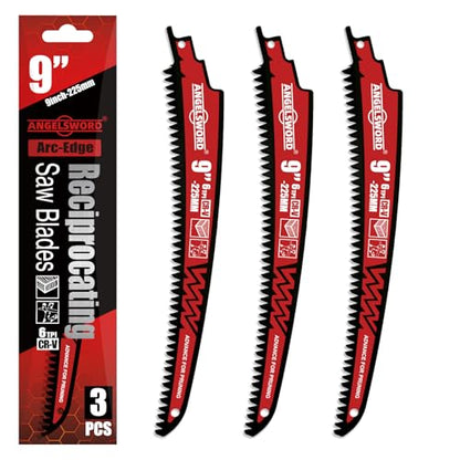 ANGELSWORD 9“ Arc Edge Reciprocating Saw Blades for Pruning, 6TPI 3pc - size: 9“-3PACK