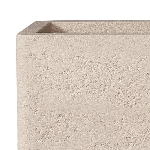 31" Rectangular Outdoor Planter - Handmade Fiberglass Composite - color: Off White, size: Medium