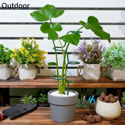 Plant Support Stakes - 3 Pack Durable Metal Trellis for Monstera - color: Green