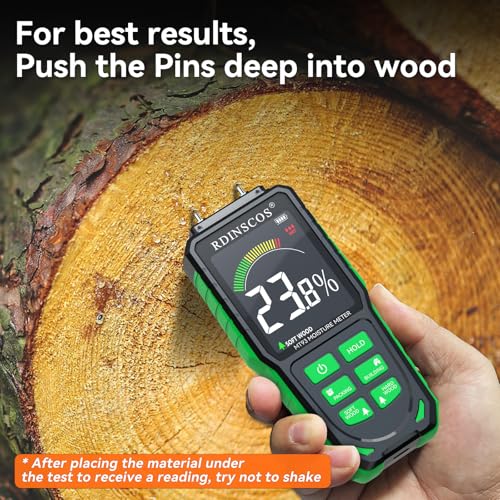 RDINSCOS MT93 Wood Moisture Meter, Rechargeable Wood Moisture Detector - color: Green