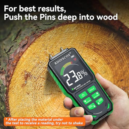 RDINSCOS MT93 Wood Moisture Meter, Rechargeable Wood Moisture Detector - color: Green