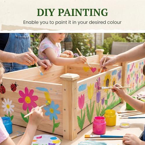 Raised Garden Bed Wooden Planter Box for Vegetables/Flowers, Wood - color: Natural Wood