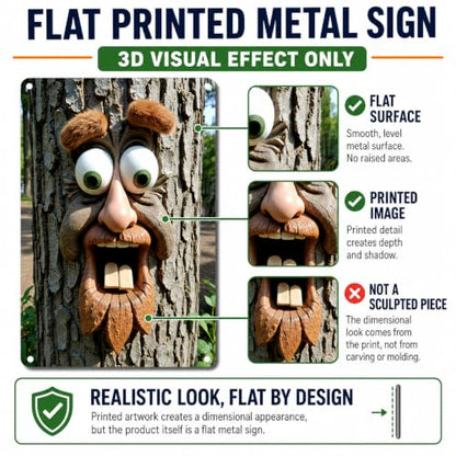8x12 Inch Tree Face Metal Sign - color: The surprised tree face