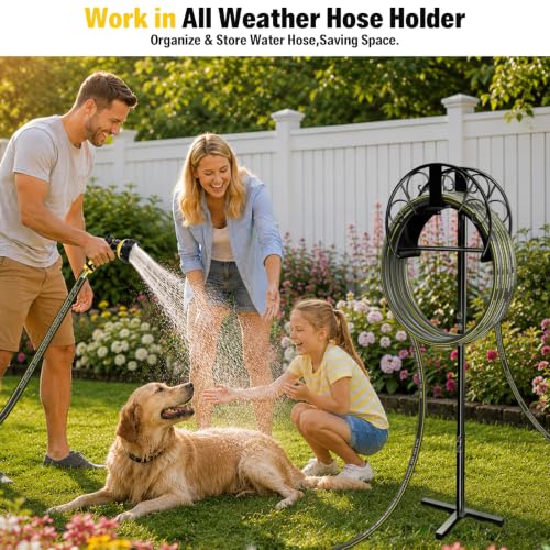 Garden Hose Holder with 50ft Kink Free Water Hose Kit