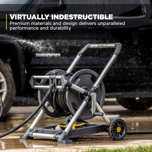 Gorilla Mobile Aluminum Garden Hose Reel, 225 Ft, Zero-Rust, No-Leak Brass - size: 225 FT