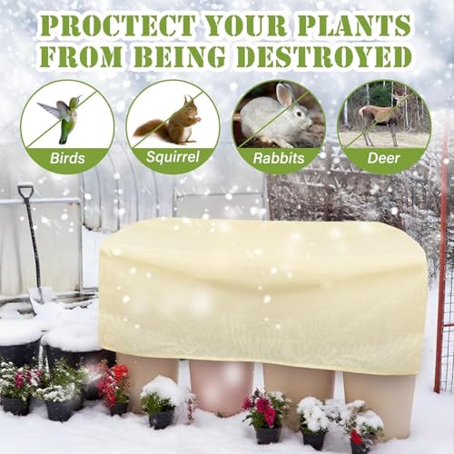 Plant Frost Cover for Garden Protection, Rectangular Planter Winter Blanket with Drawstring, 59 x 17.7 x 15.7 Inch, 4 Pack