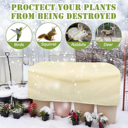 Plant Frost Cover for Garden Protection, Rectangular Planter Winter Blanket with Drawstring, 59 x 17.7 x 15.7 Inch, 4 Pack
