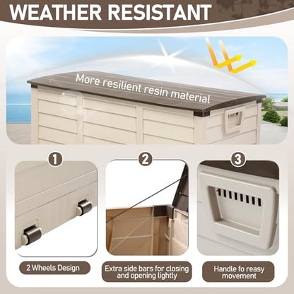 VINGLI 75 Gallon Collapsible Outdoor Storage Box, Brown - color: Brown