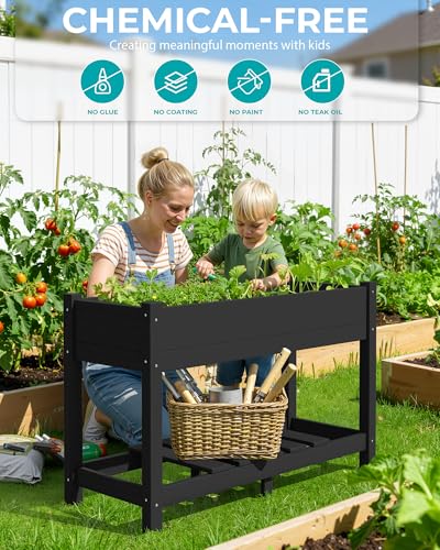 SERWALL Raised Garden Bed with Legs-Black - color: Black, size: 1 pack