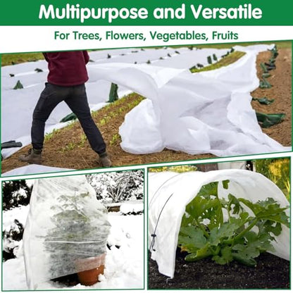 kockuu Plant Covers Freeze Protection, 10ft x 30ft 1.41 oz/yd² Frost Cloth Plant Blankets Floating Row Covers with 20 Stainless Steel Clips for Winter Plants Gardens Frost/Sun Pests Protection, White - color: White Plant Covers, size: 10*30ft