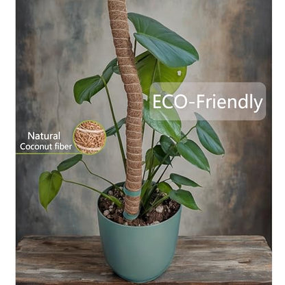 2 Pack Bendable Moss Pole 20 Inch, Monstera Plant Support Stake,Coco Coir Pole Sticks for Indoor Plants,Climbing Potted Plants，Pothos, Philodendron with Plants Ties - size: 2-Pack 20in