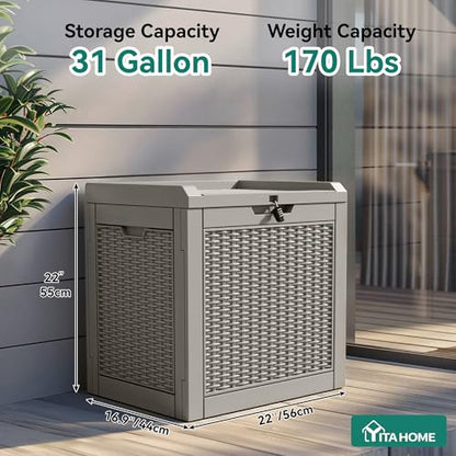 YITAHOME 32 Gallon Deck Box - color: Brown, size: 32 Gallon
