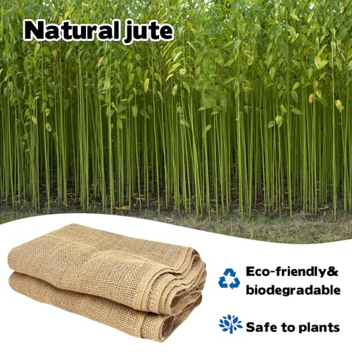 YEXEXINM 2 Pack Burlap Plant Covers Freeze Protection,15ftx40in Burlap Fabric Bags,Natural Burlap Plant Blankets,Plant Covers Freeze Protection for Winter Outdoor Bushes Trees Potted Plants