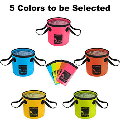 Collapsible Bucket 5 Gallon Container Folding Water Bucket Portable Wash Basin 20L - color: Green