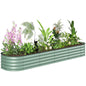 Outsunny 8' x 2' x 1' Galvanized Raised Garden Bed Kit, Green - color: Green, size: 8' x 2' x 1'