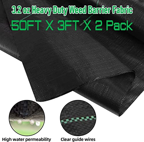 LAVEVE Heavy Duty Weed Barrier Landscape Fabric 3FT x 100FT - size: 3×100FT