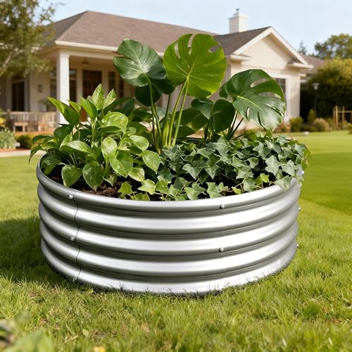 3PCS 3x3x1FT Galvanized Metal Raised Garden Bed,Outdoor Planter Box for Vegetables - size: 3x3x1(3PCS)