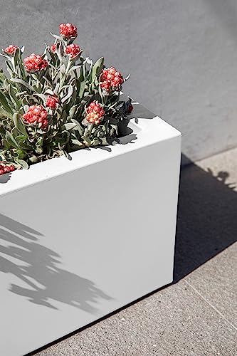 Veradek Block Series Trough Planter - Rectangular Outdoor Window Box - color: White
