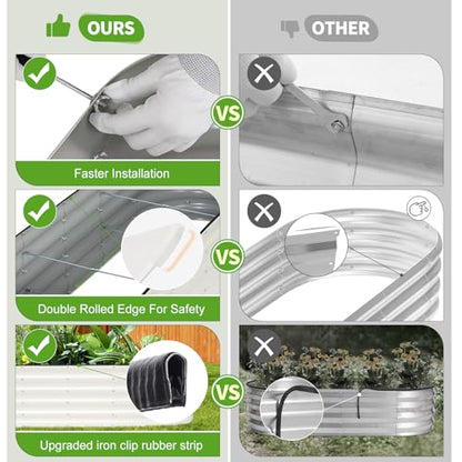 Galvanized Raised Garden Bed - 2 Pcs 6x2x1.4FT Planter Box, White - color: White, size: 6x2x1.4ft