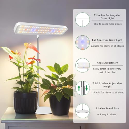 Aumtrly Plant Light White 2 Pack, Desk LED Grow Lights for Indoor Plants - size: 2 Pack/white
