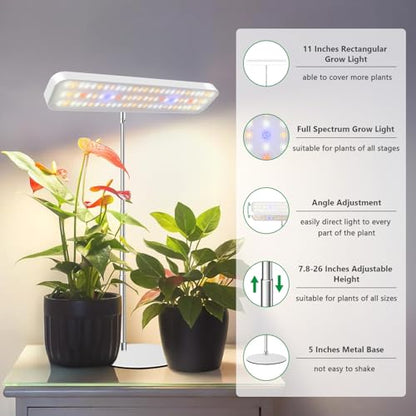 Aumtrly Plant Light White 2 Pack, Desk LED Grow Lights for Indoor Plants - size: 2 Pack/white