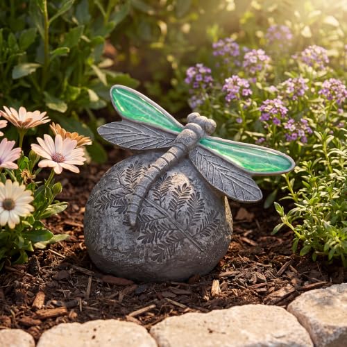 Lyeasw Garden Gift for Women, Dragonfly Outdoor Statue with Colorful Wings