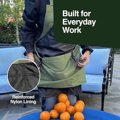 Rocklin™ Gardening Apron, Heavy Duty Canvas, Deep Pouch, Waterproof - color: Green