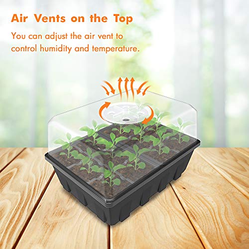 Gardzen 3 Pack Seed Starter Trays with Adjustable Vented Dome 36 Cell - color: Black, size: 3-Pack