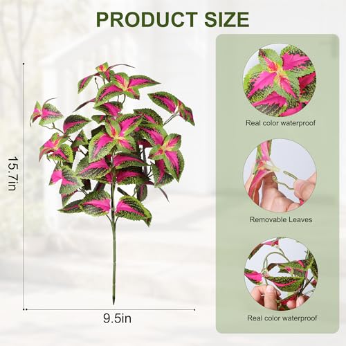 HyeFlora Artificial Coleus Plants Outdoor 5 Pcs (Red) - color: Red