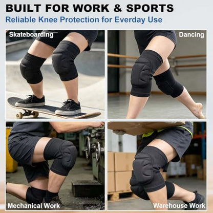 Working Knee Pads for Adult Men Women, Soft Elastic Sleeves Pad, Black L - size: Large