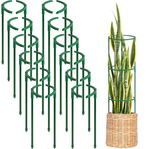 24Pcs Plant Support Stakes, Half Round Plant Stakes for Indoor Plants, Stackable Garden Flower Support, Plant Cages for Tomato,Monstera, Peony, Hydrangea, Climbing Plants - color: green&24pcs