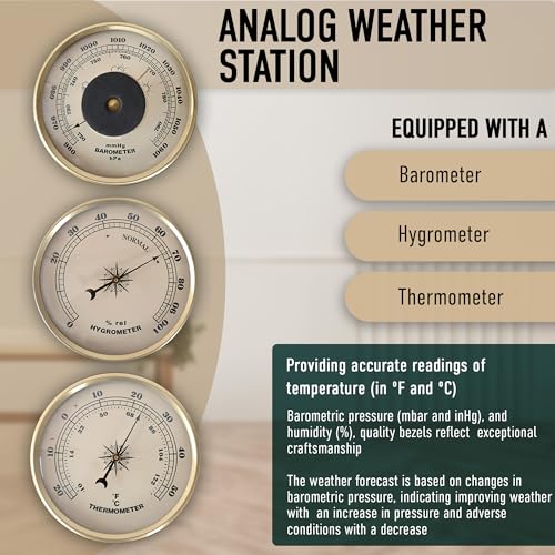 Classic Analog Weather Station-Home Barometers-Indoor Barometer-Barometer Hygrometer Thermometer-Traditional Weather Indicators-Home Decor.