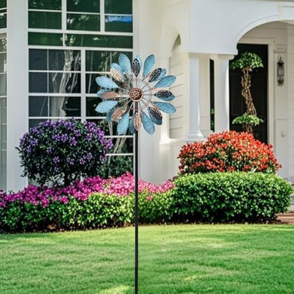 WONDER GARDEN Wind Spinners Outdoor - Metal Wind Spinner Windmill, 4.3 Ft Kinetic Wind Sculpture & Spinners for Yard Patio Lawn Decor - size: 4.2 ft
