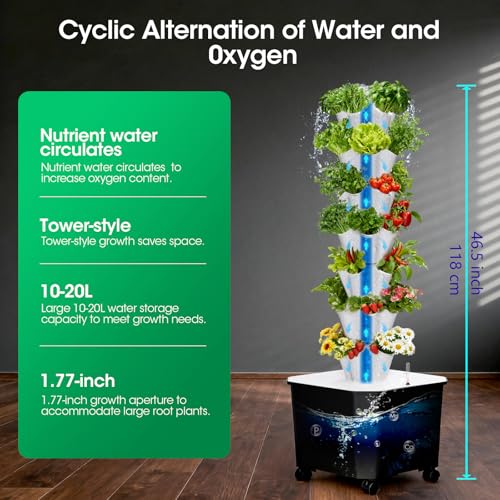 Vertical Hydroponic Tower Garden, 35 Pods 7-Layer Growing System