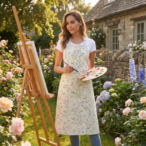Nanxson Pottery Apron Split Leg with 3 Pockets & Adjustable Buckle - color: Purple Flower